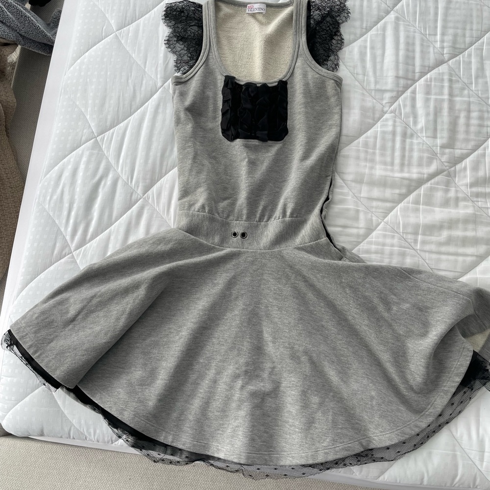 Red Valentino cotton dress with lace details